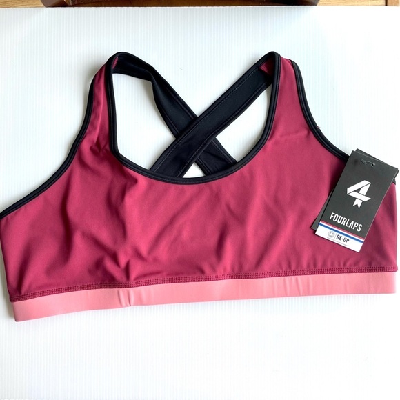 NWT FOURLAPS Infinity Sports Bra Red Velvet Size XXL Running Active Gorpcore - Picture 3 of 9